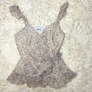 Printed Ruffle Wrap Tie Cami